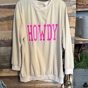 Cream xxl Long Sleeve 'Howdy' Sweatshirt